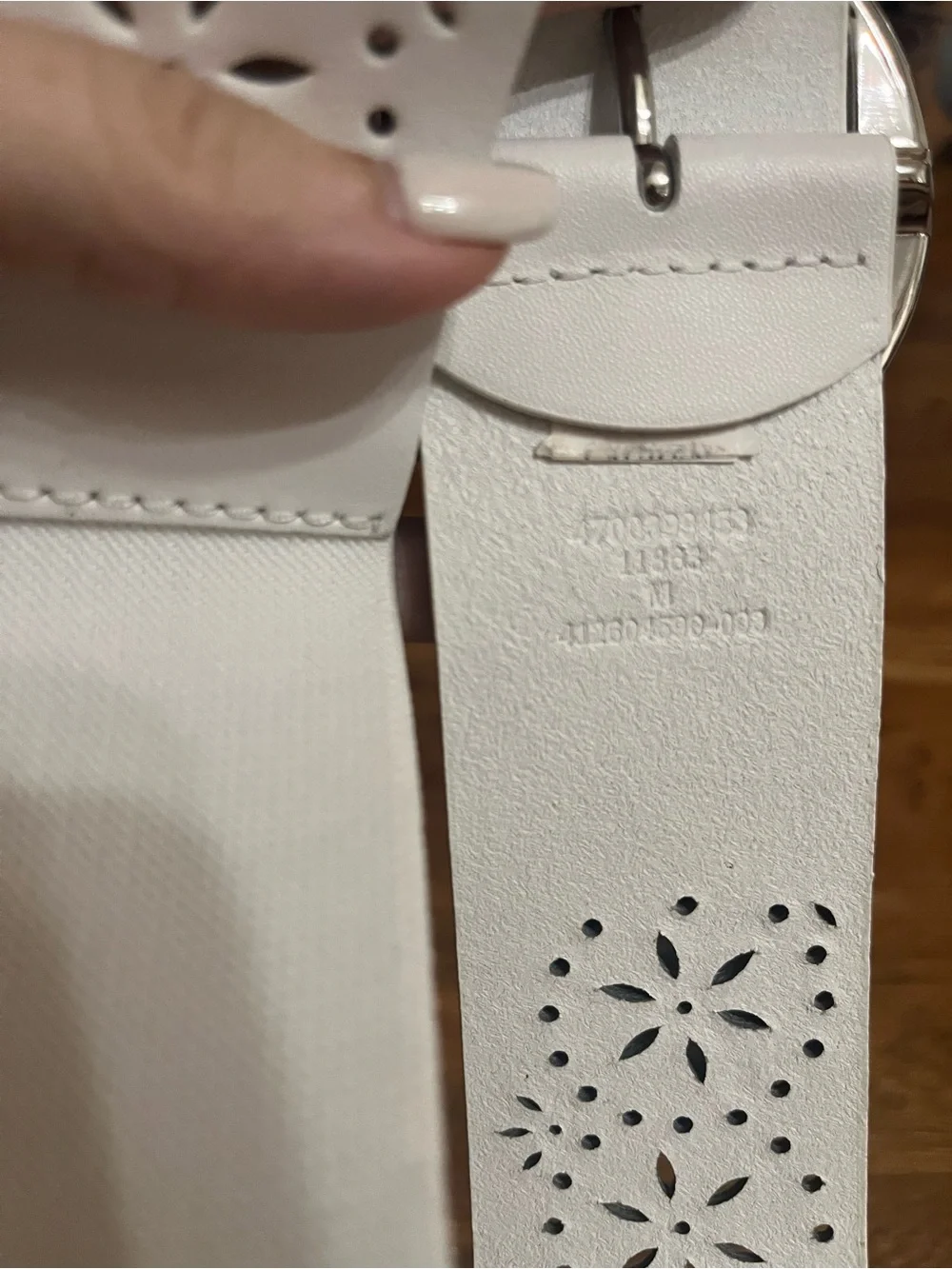 Lauren Ralph Lauren m white leather belt silver buckle preppy stretch wide LRL